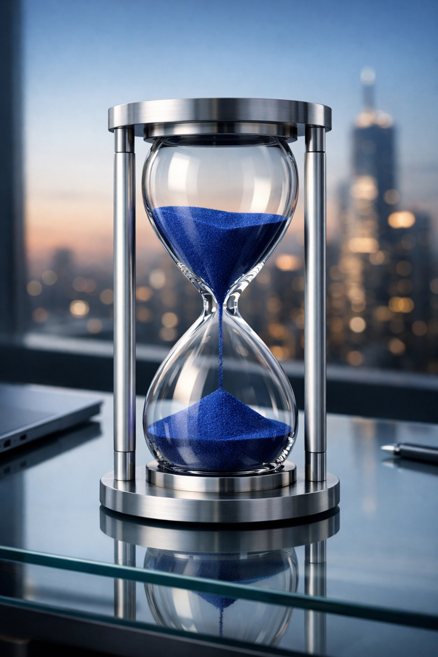 Professional hourglass showing the urgency of collecting past due invoices before they become unrecoverable.