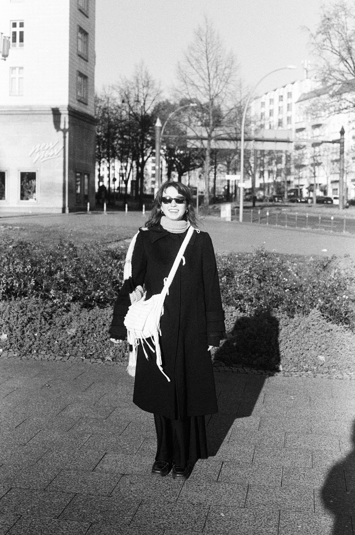 Anne outside Frankfurter Tor, Janury 2025. Berlin, DE. 