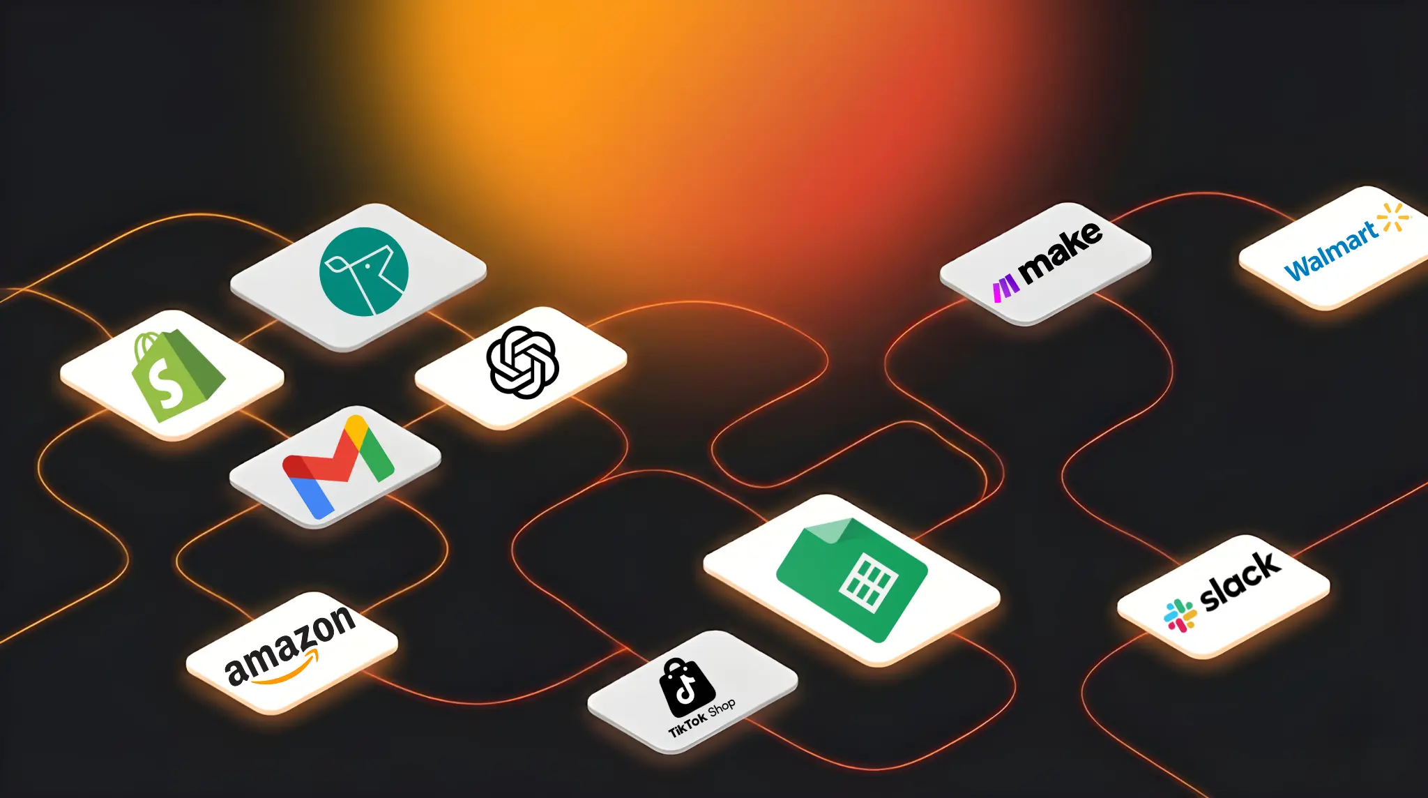 Visual representation of e-commerce system integrations through AI and automation