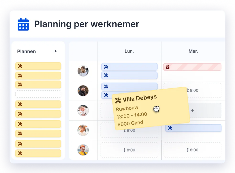 Planning per werknemer