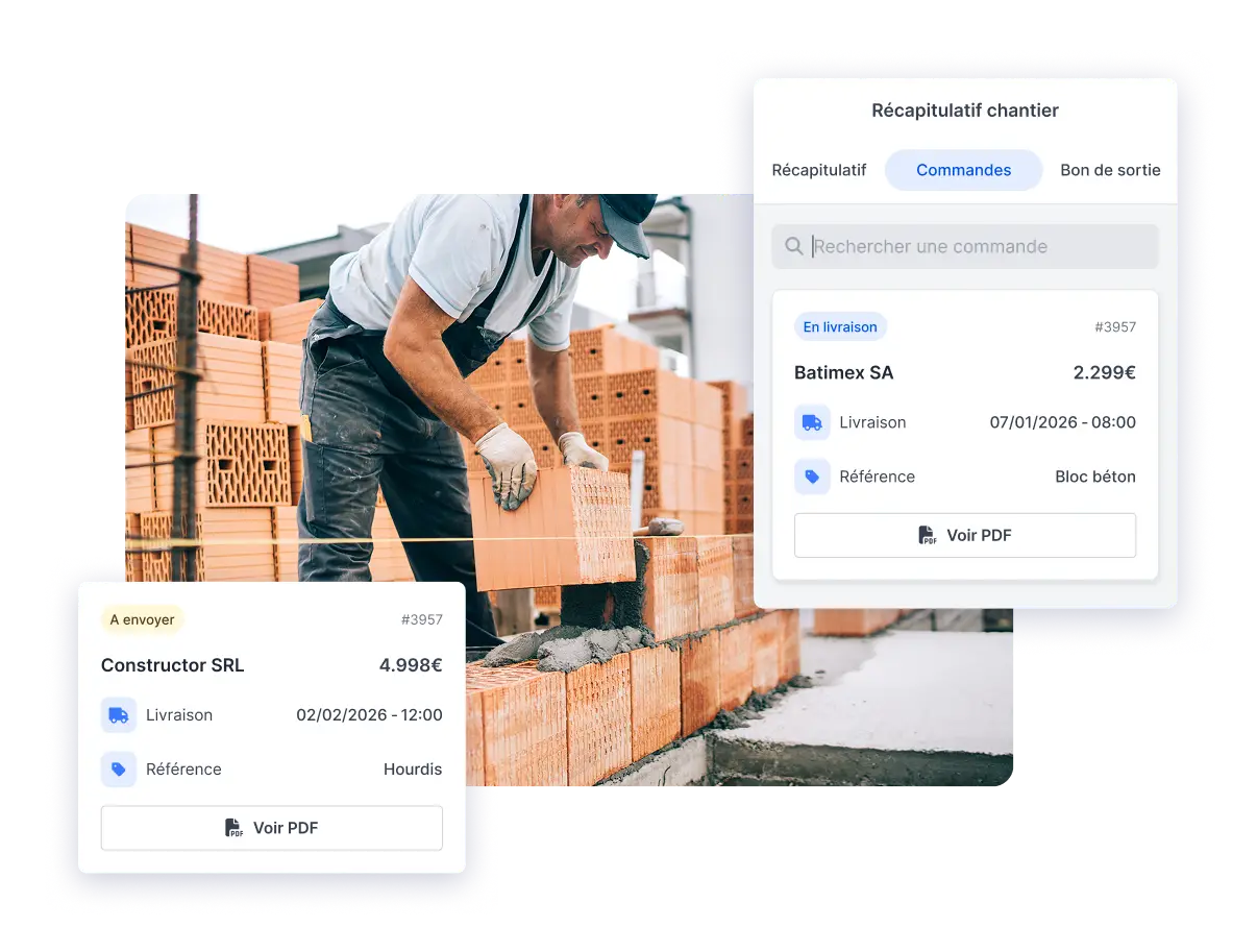 Gérez vos commandes matériaux sur le terrain