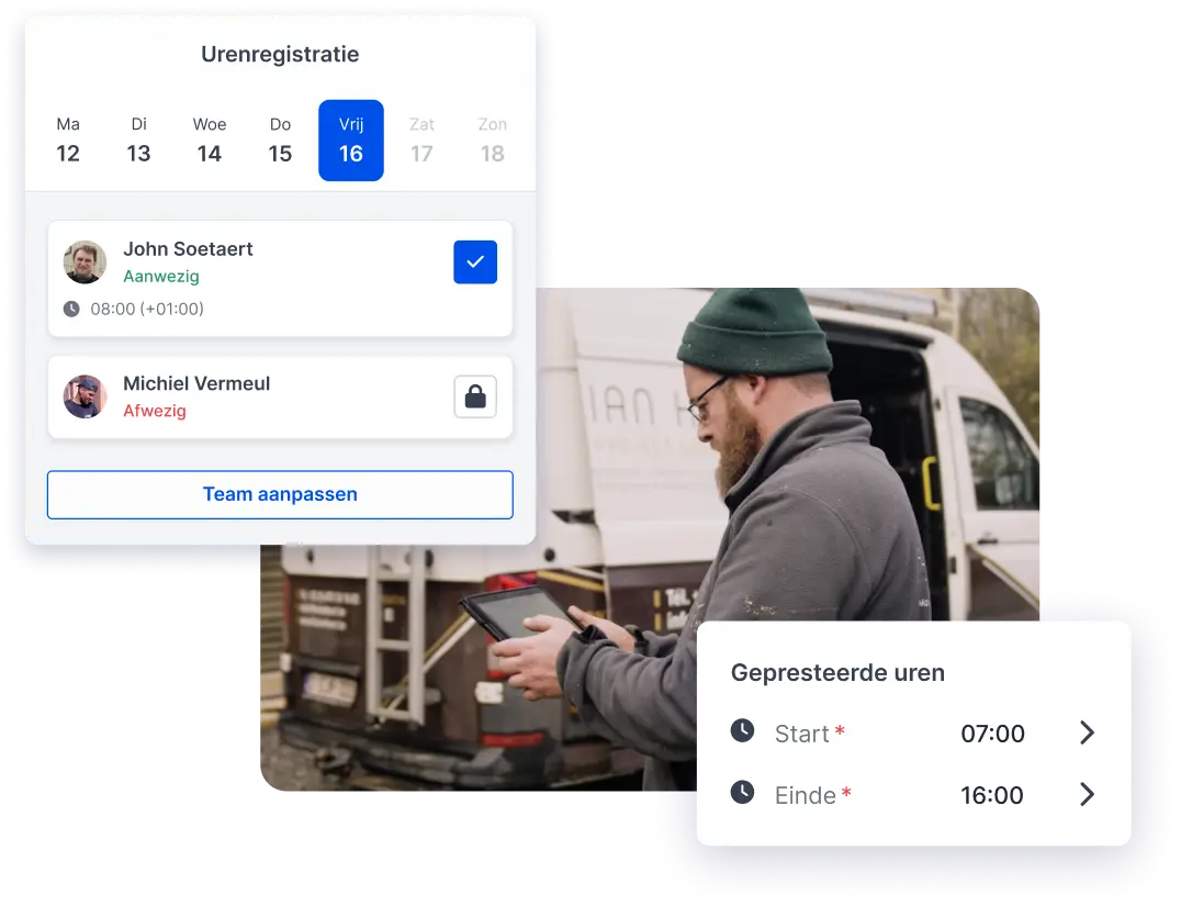 Elke minuut correct geregistreerd, simpel en mobiel