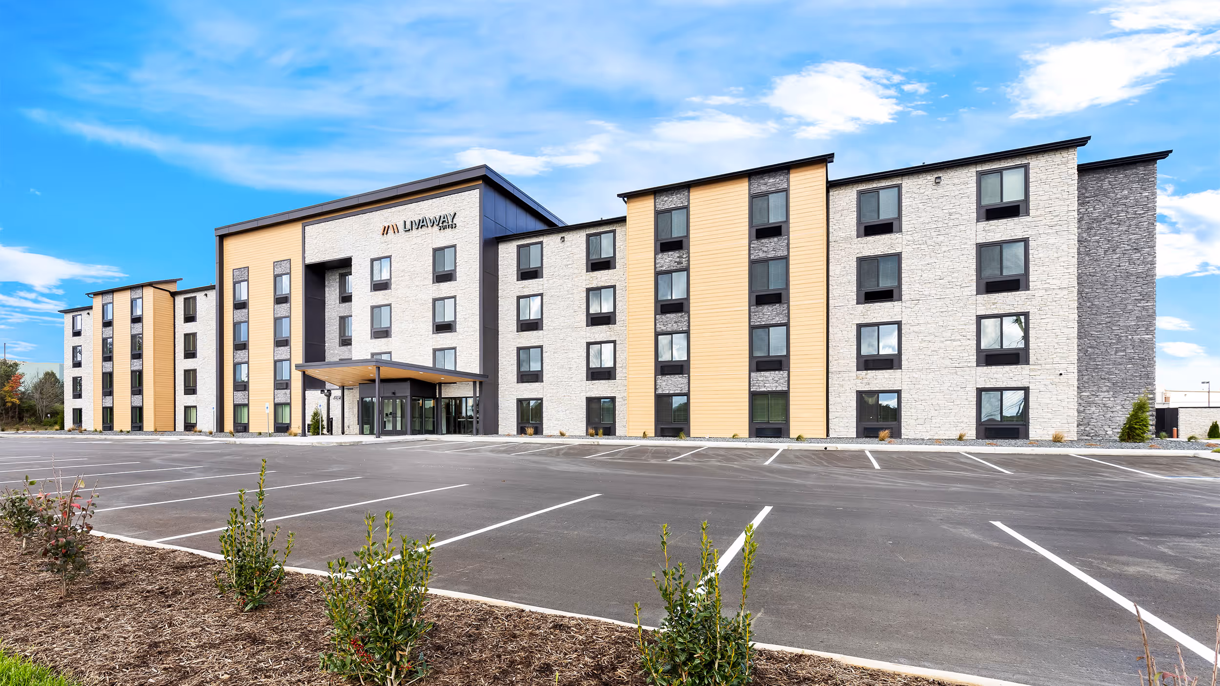 Exterior of LivAway Suites building