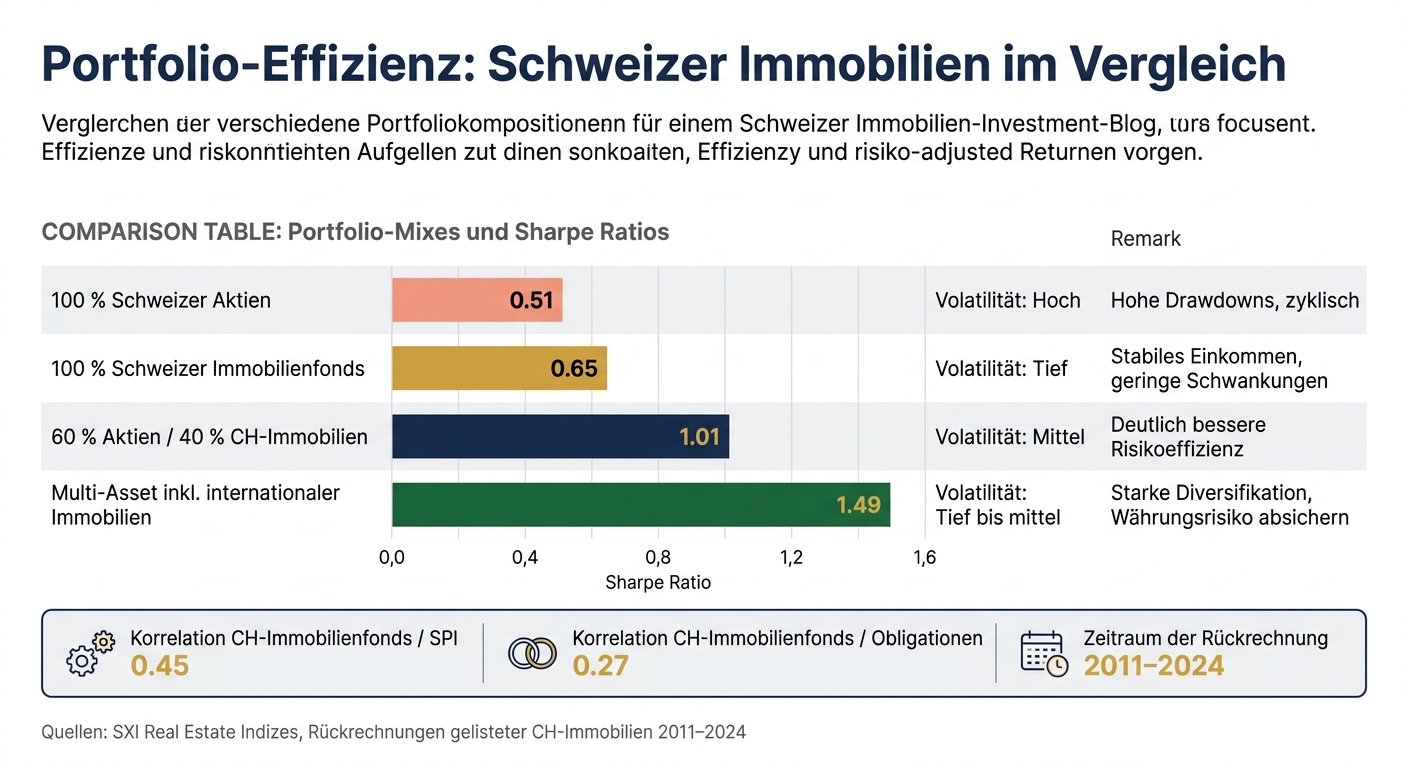 Schweizer Immobilienportfolios: Sharpe Ratio & Diversifikationseffekte im Vergleich