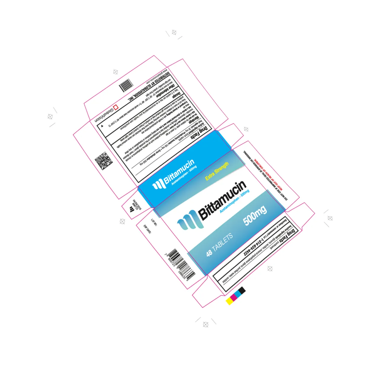 Image showing the design of an open medicinal carton, displaying the packaging and labeling details.