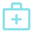 Light blue medical kit icon featuring a white plus sign, symbolizing health and emergency care.