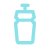 Icon of a water bottle with a cap, designed in a simple, light blue style. Ideal for hydration themes.
