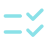 Icon featuring two checkmarks aligned with a horizontal line, representing a checklist or task completion.