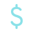 Light blue dollar sign symbol representing currency and finance.