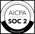A stylized black and white icon representing SOC2.