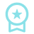 A light blue award ribbon icon with a star in the center, symbolizing achievement or recognition.