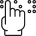 Illustration of a hand pointing with Braille, symbolizing interaction or touch.