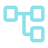 Icon depicting a network diagram with connecting nodes and branches, representing data flow or relationships.