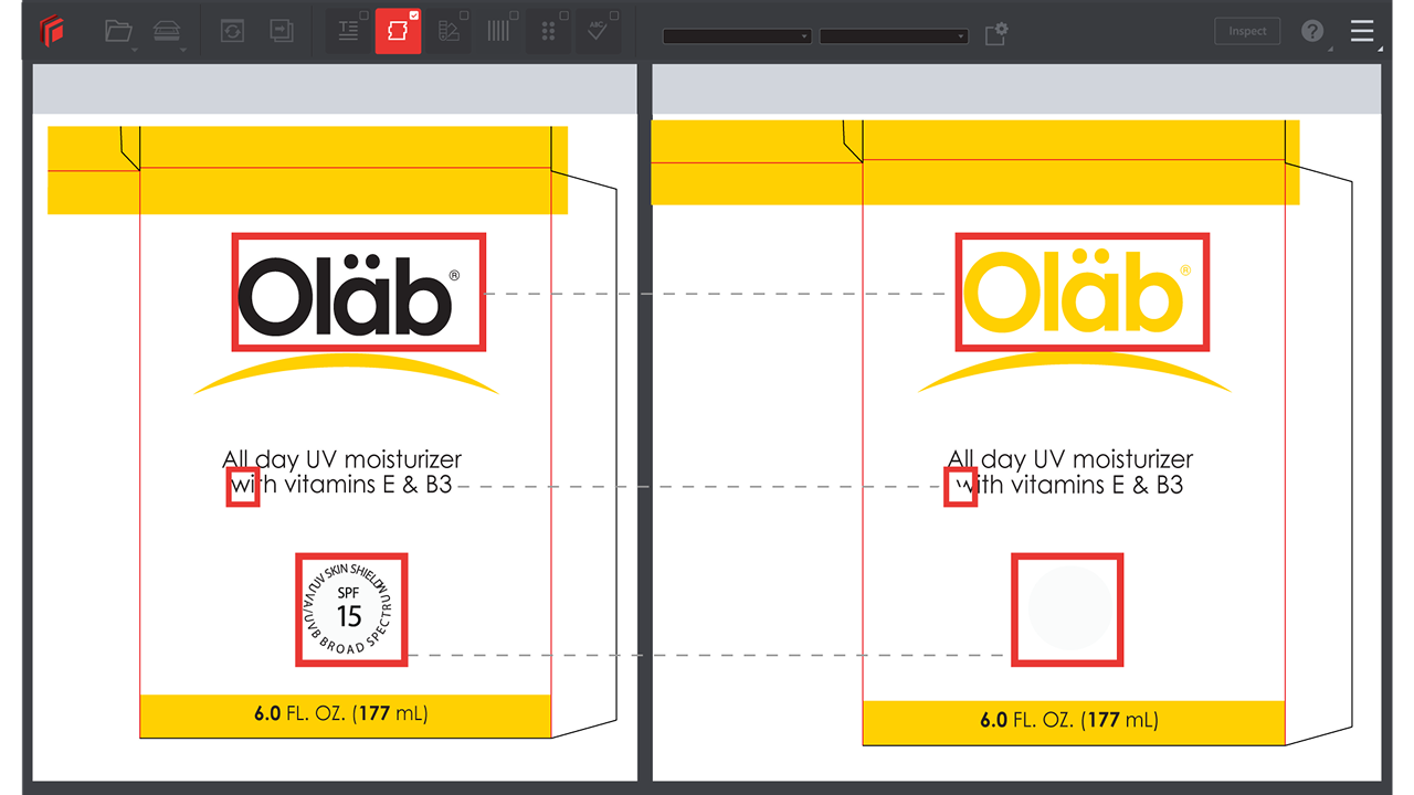 Packaging design showing Oläb All Day UV Moisturizer with SPF 15, featuring a bold logo and product details.