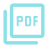 Icon of a PDF document with a turquoise outline.