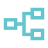 Icon representing a network or flowchart with four connected squares and rectangles.