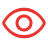 Icon of a red eye symbolizing visibility.