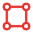 Red square with circles at each corner connected by lines.