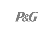P&G logo in black and white.