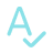 Blue letter A with a checkmark below it indicating spellcheck.