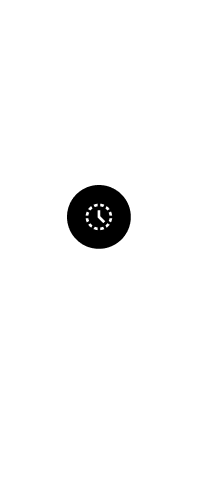 Black circular refresh icon with two arrows forming a circle and a clock symbol inside.