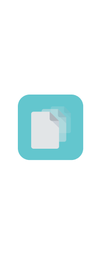Icon showing a stack of three overlapping documents on a teal rounded square background.