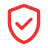 Red shield icon with a checkmark inside, symbolizing verified or security.