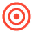 Red and black target with three concentric circles and crosshairs in the center.