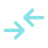 Two blue arrows pointing towards each other with a slight bend in the middle.