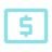 ATM machine screen displaying a dollar sign indicating cash withdrawal option.