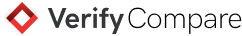 Verify Compare logo with red and black diamond shapes and the word Verify in black text