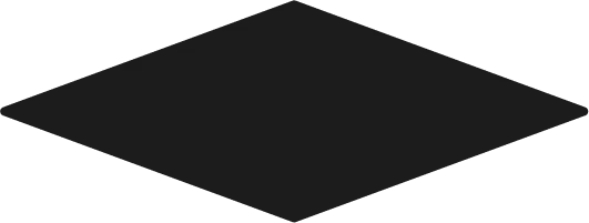 Abstract black diamond-shaped geometric design with smooth edges on transparent background.