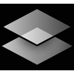 Three overlapping transparent gray rectangles stacked diagonally on a black background.