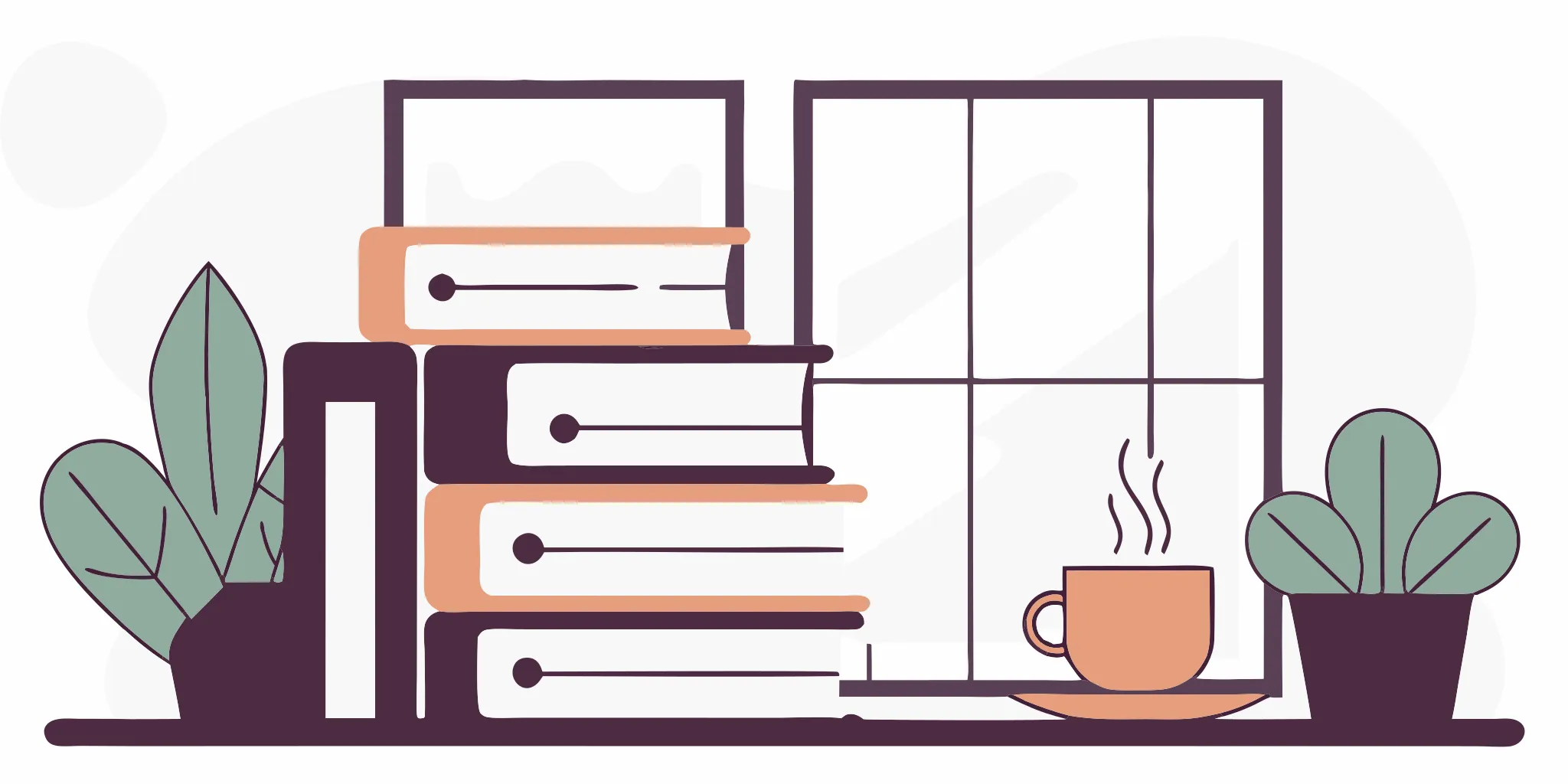 Medical debt lawsuit papers, coffee, and desk plants by window.