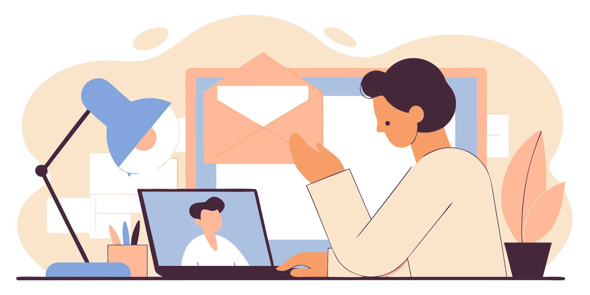 A person at a laptop researching how to find out if someone is suing you.