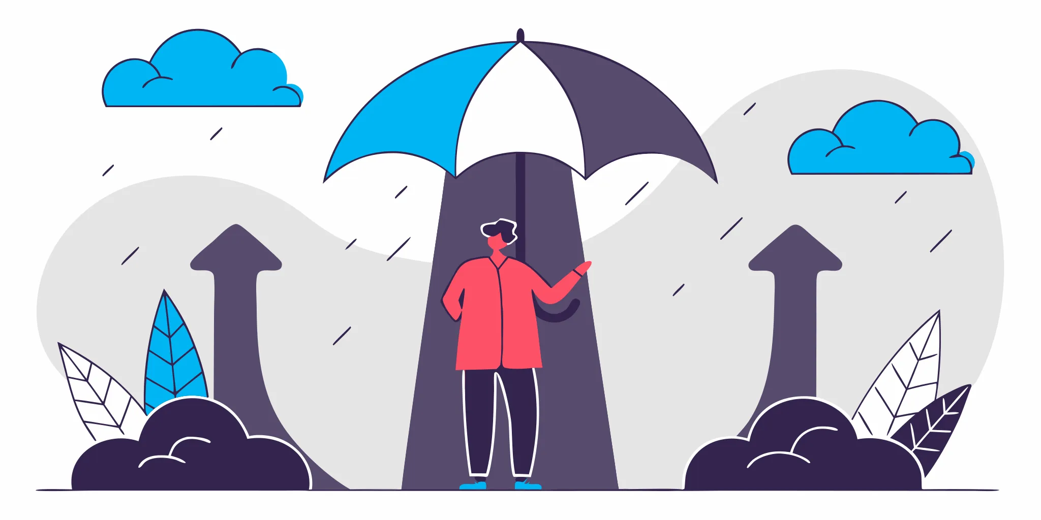 Person shielded by an umbrella from a debt collector lawsuit.