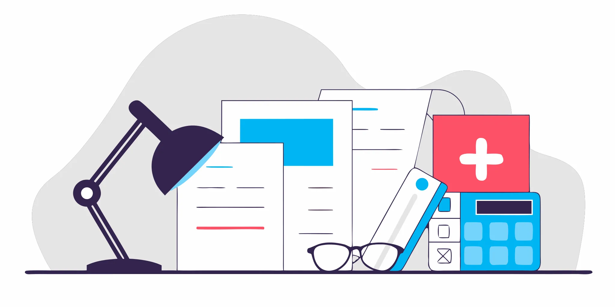 Medical bills and legal documents on a desk after being sued for unpaid debt.
