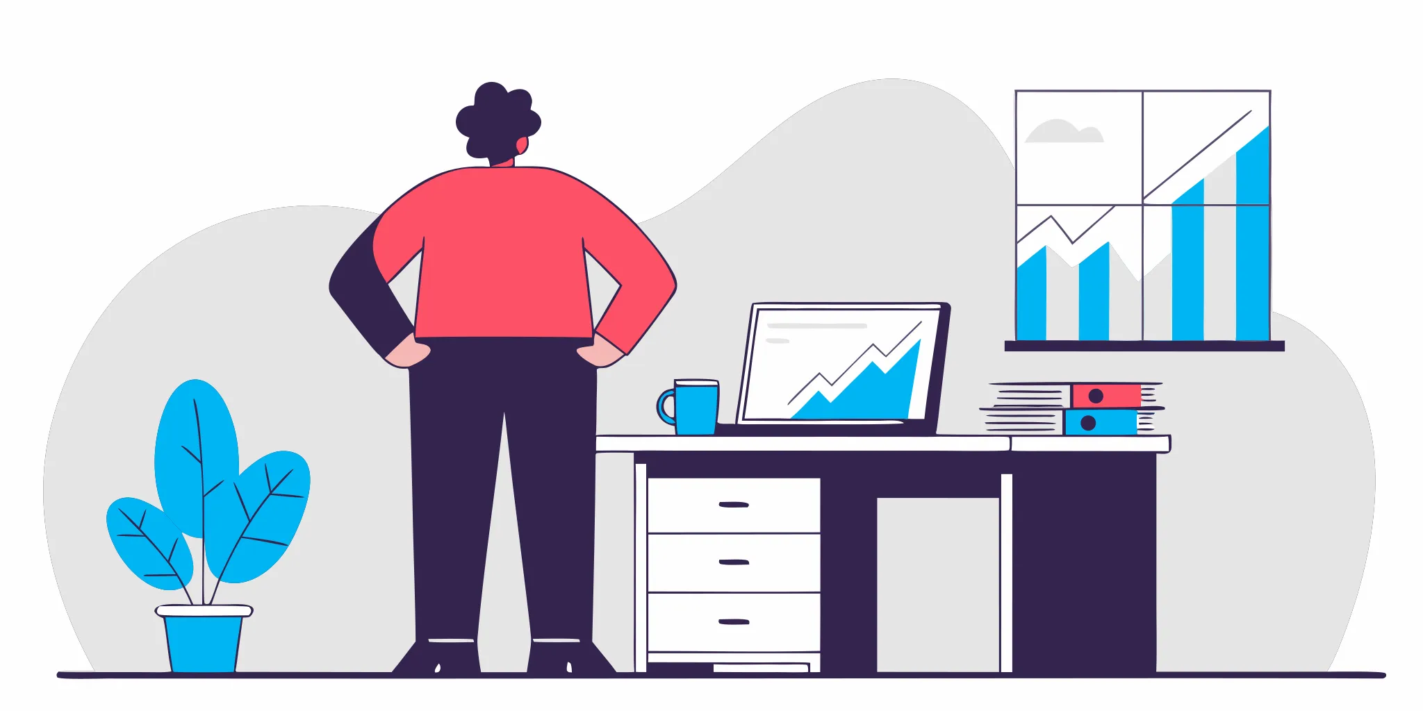 A person at a desk reviewing financial charts on a laptop as part of the process to dispute a debt.
