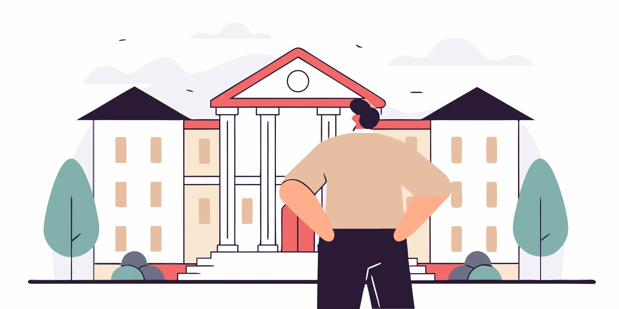 A person at a courthouse finding out if there's a lawsuit filed against them.