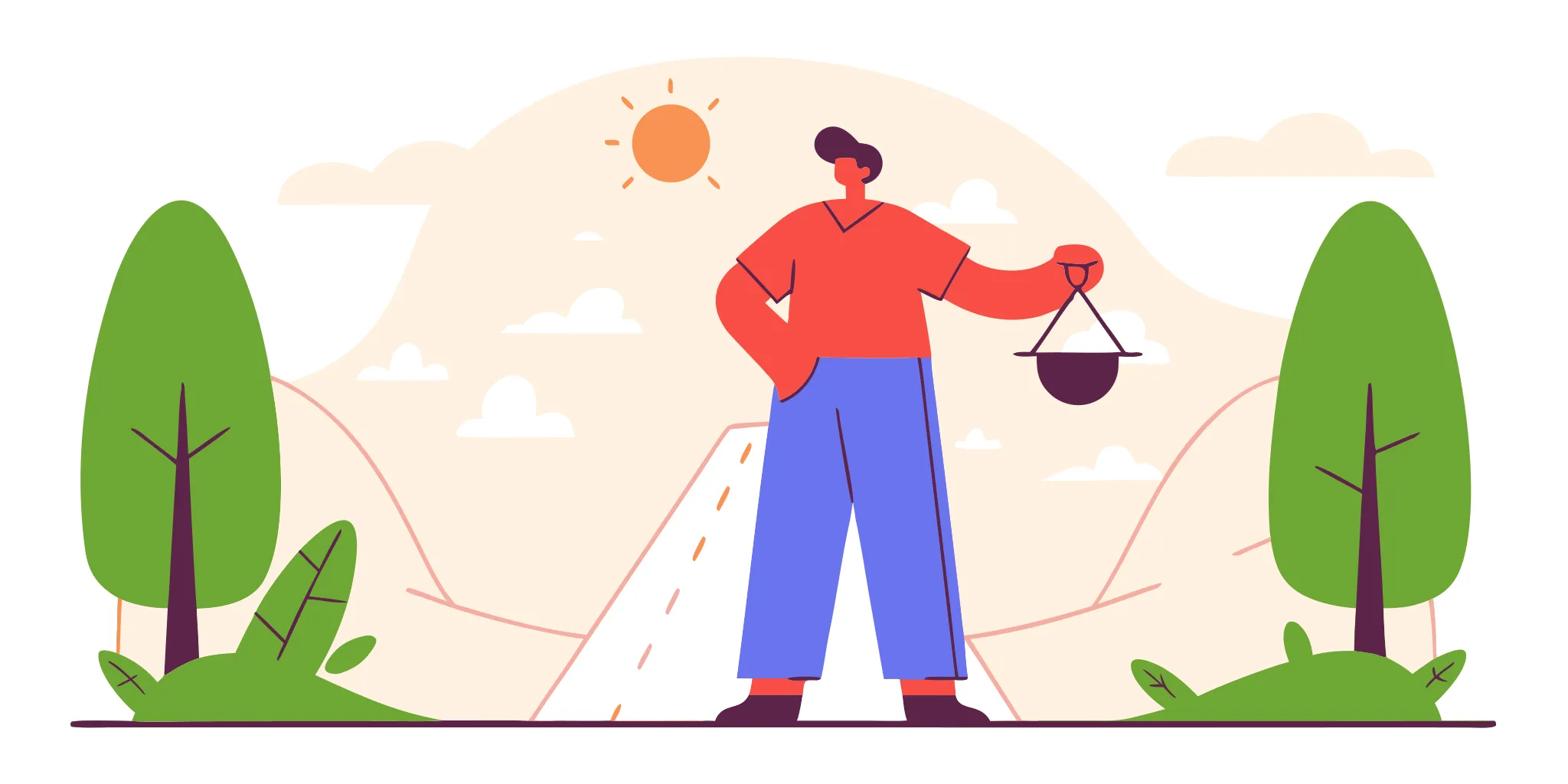 A person holding a balance scale, weighing the options in a credit card debt lawsuit.