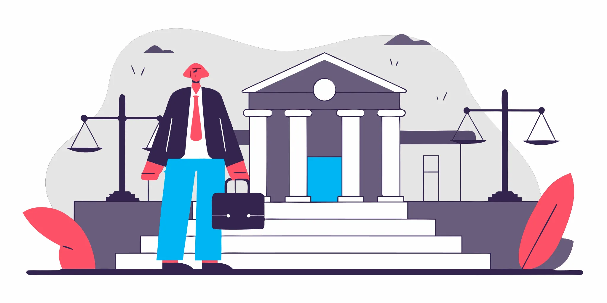 Lawyer at a courthouse with scales of justice for a guide on how to dispute a debt.