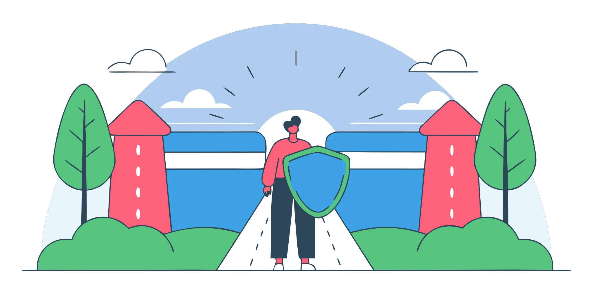 A person holding a shield, a defense for how to respond to a credit card debt lawsuit.