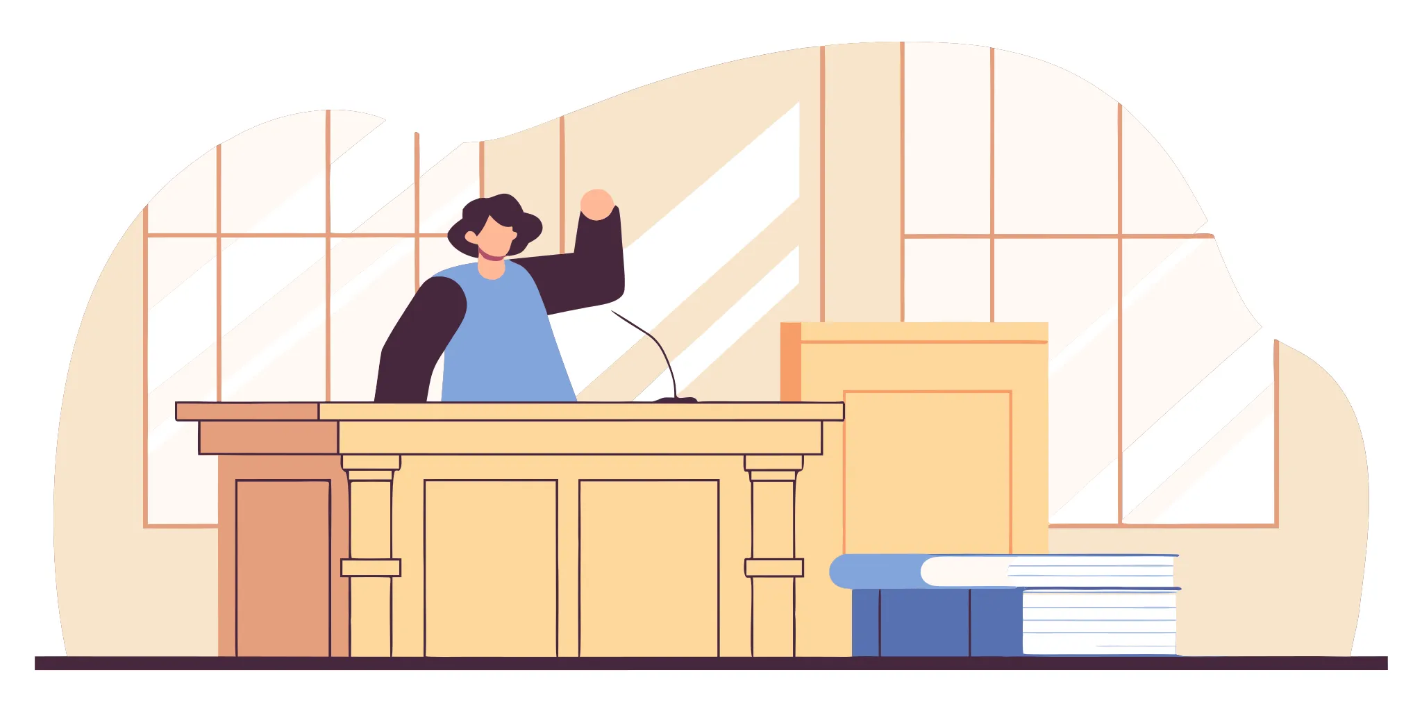 A person in court learning how to beat a debt collector lawsuit.