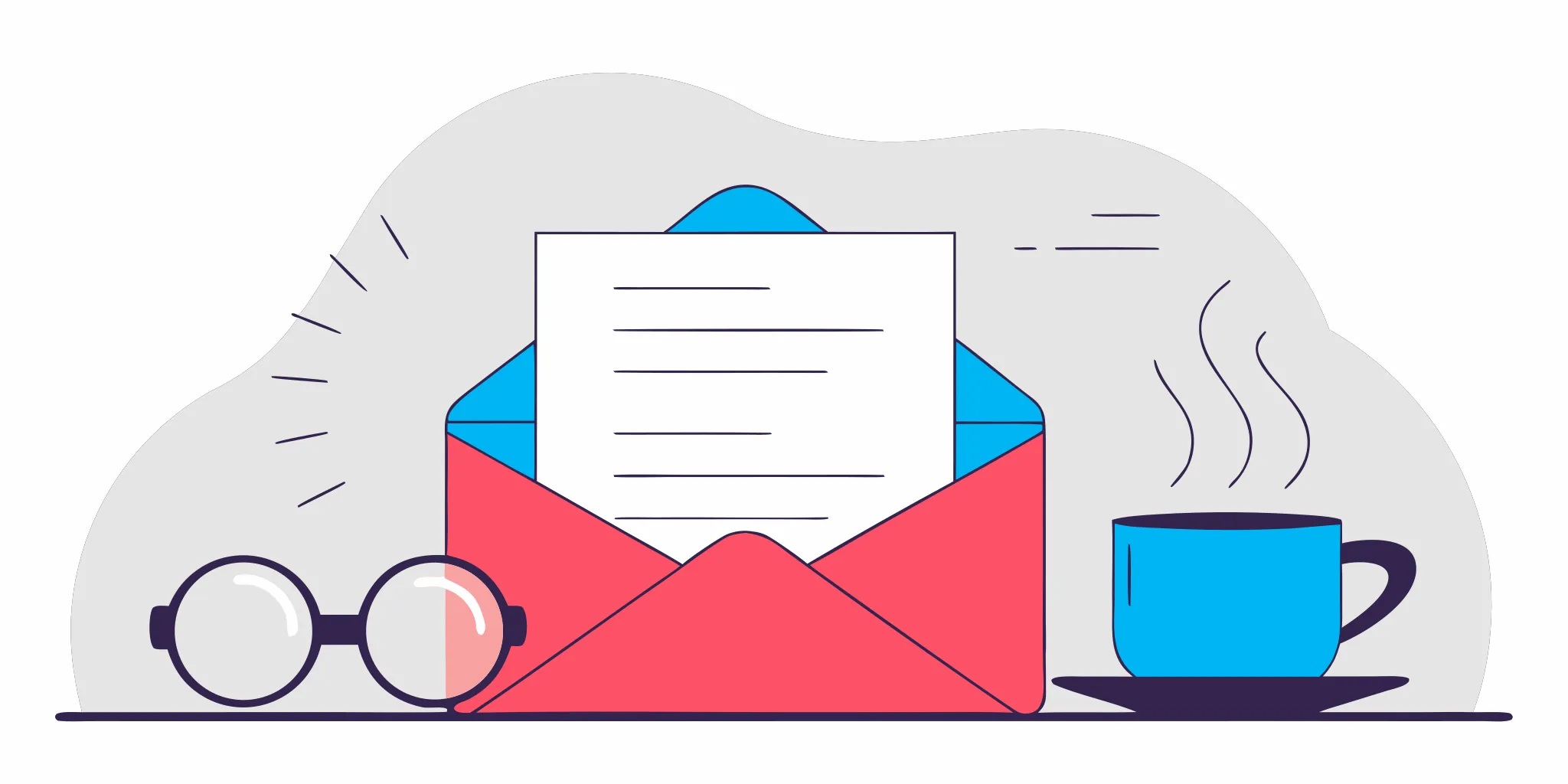 Eyeglasses and a letter on a desk, used to determine if you have a valid lawsuit.