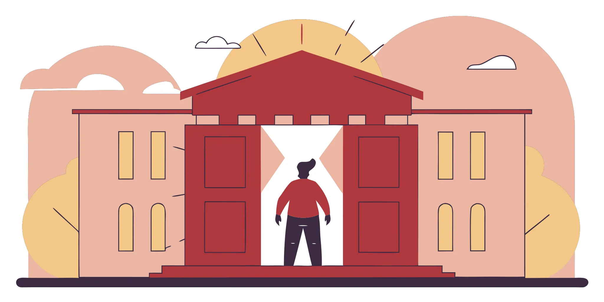 A person at a courthouse prepared for responding to a debt collection lawsuit.