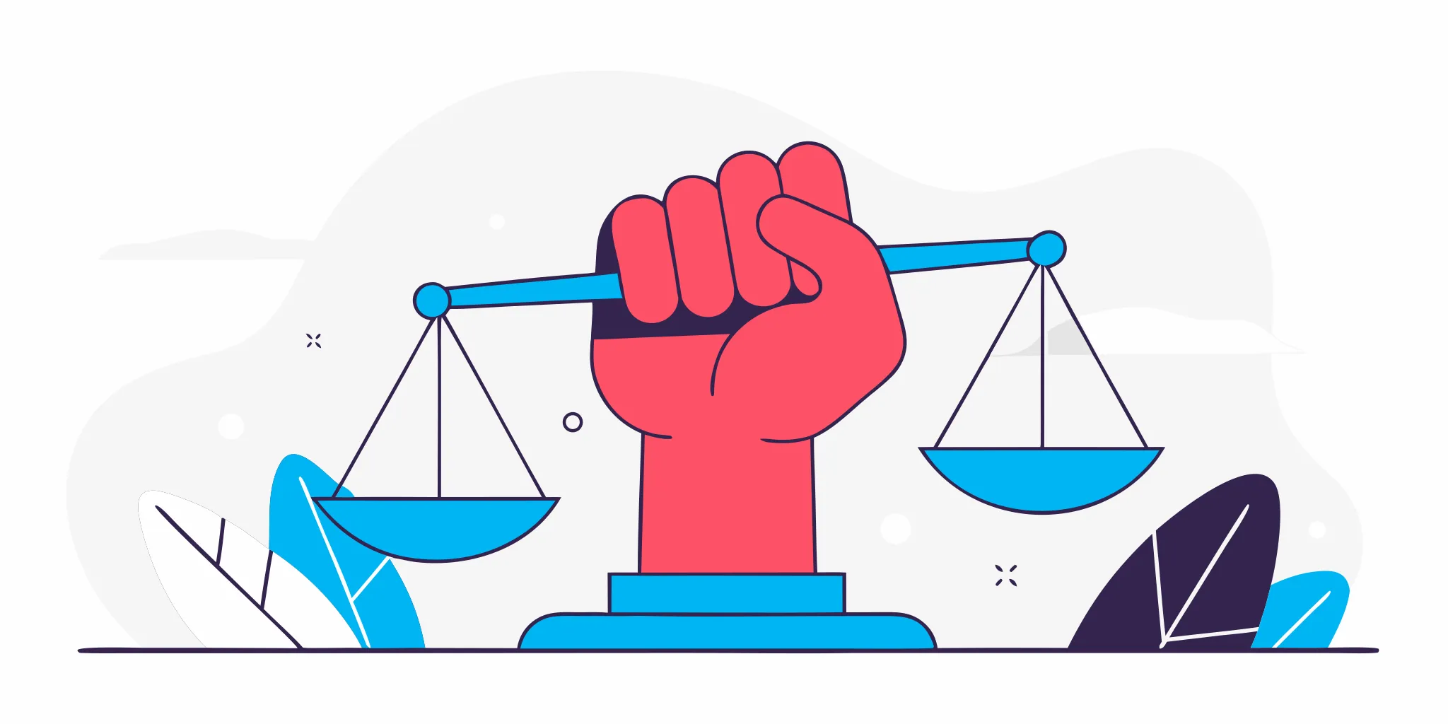 A fist holding legal scales for affirmative defenses against a credit card debt lawsuit.