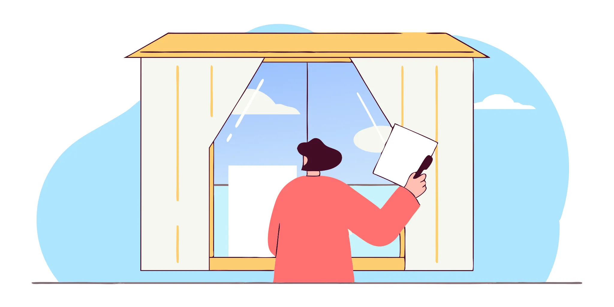 Stressed person reviewing Discover lawsuit papers.