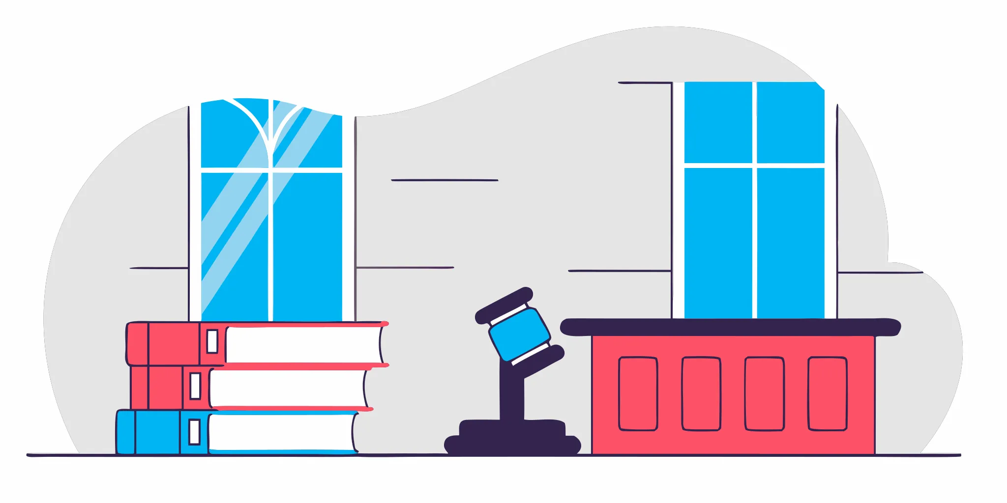 Judge's gavel and law books on a courtroom desk for a debt lawsuit in Texas.