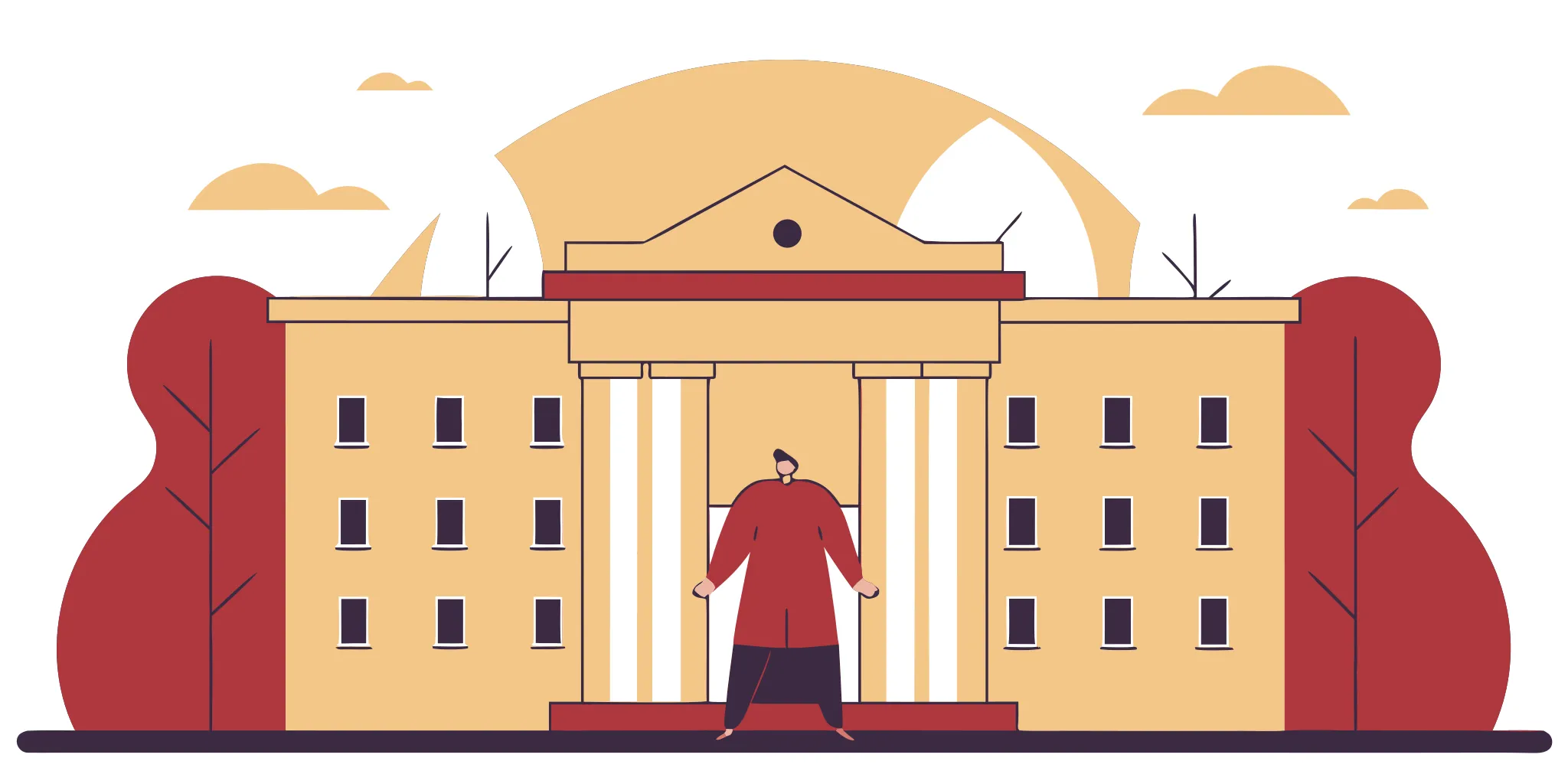 A person outside a courthouse figuring out what to do if sued for credit card debt.