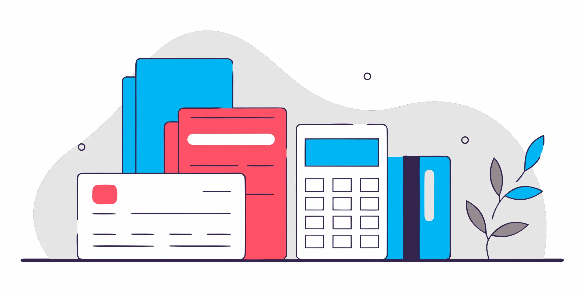 A credit card, calculator, and documents used to dispute credit card debt.